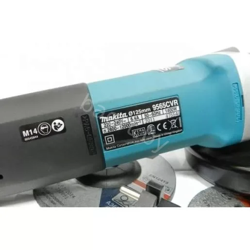 Одноручная углошлифмашина MAKITA 9565 CVR в кор. (1400 Вт, диск 125х22 мм, плавный пуск, регул. об.)