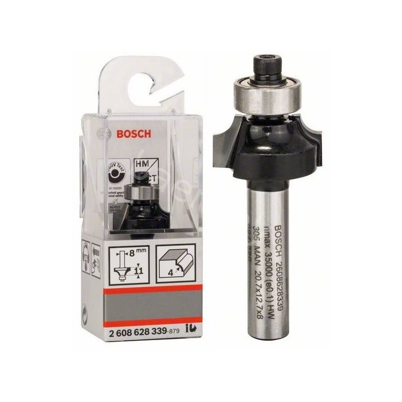 Фреза__Карнизная R 4 D11x53 / хв 8 мм, BOSCH, Китай. Артикул 2.608.628.339 , страна ввоза - Казахстан