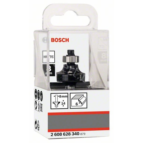 Фреза__Карнизная R 6 D14x53 / хв 8 мм, BOSCH, Китай. Артикул 2.608.628.340 , страна ввоза - Казахстан