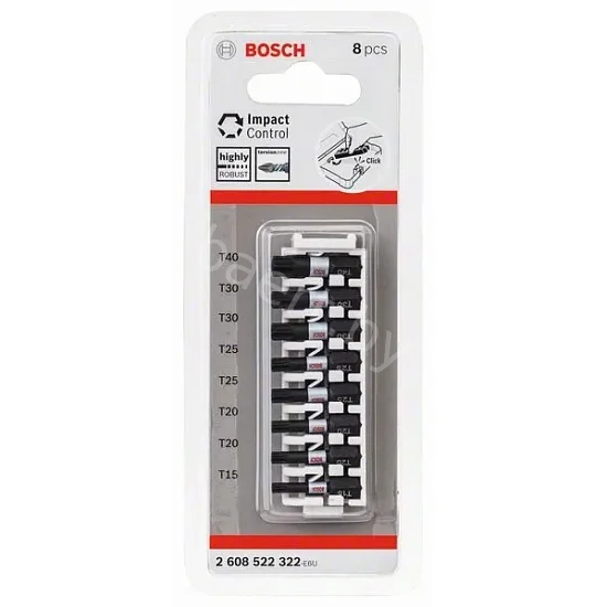 Насадка-бита Impact Control T15/T20/T25/T30/T40 25мм (8шт) 2.608.522.322