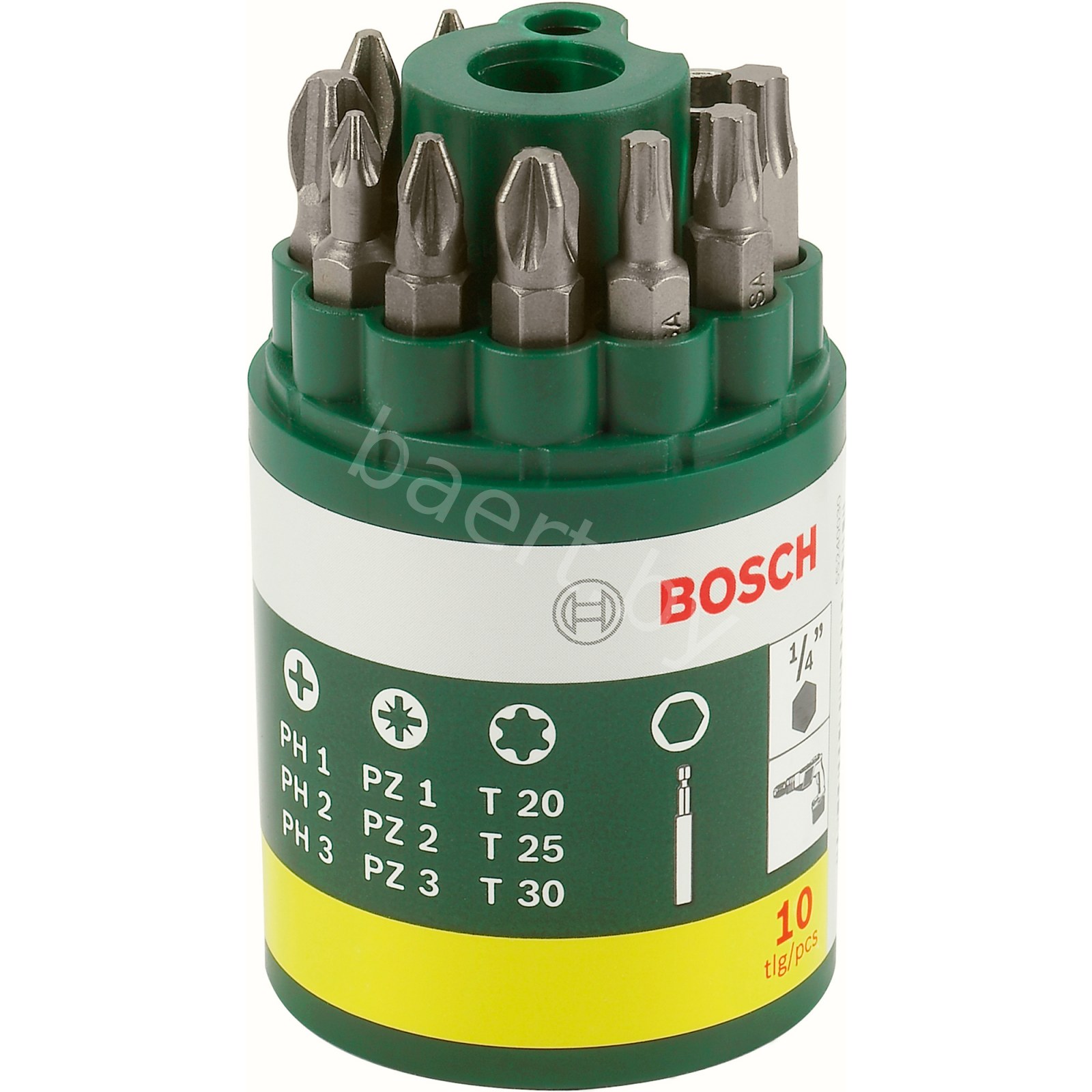 Насадка-бита Promoline PH1/PH2/PH3/PZ1PZ2/PZ3/T1/T2/T3 + держатель (9шт) 2.607.019.452