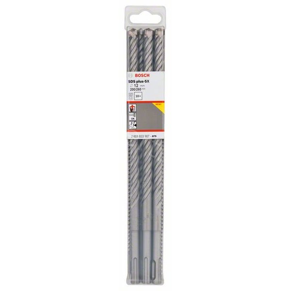 Сверло ударное по бетону SDS-Plus-5X D12 200 260мм (10шт) 2.608.833.907