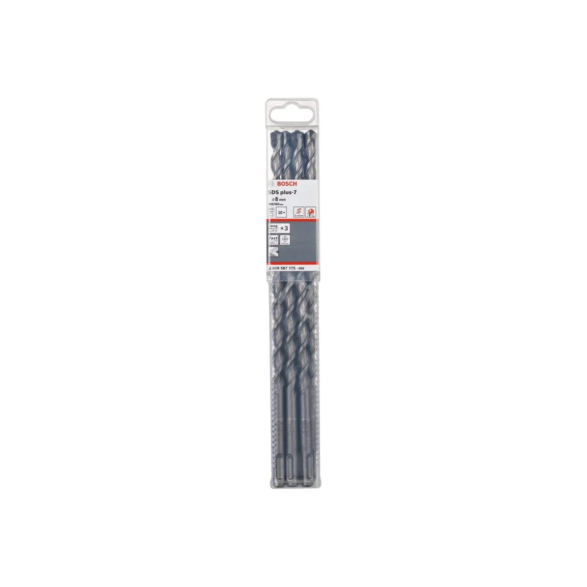 Сверло ударное по бетону SDS-Plus-7 D8 200 265мм (10шт) 2.608.587.175