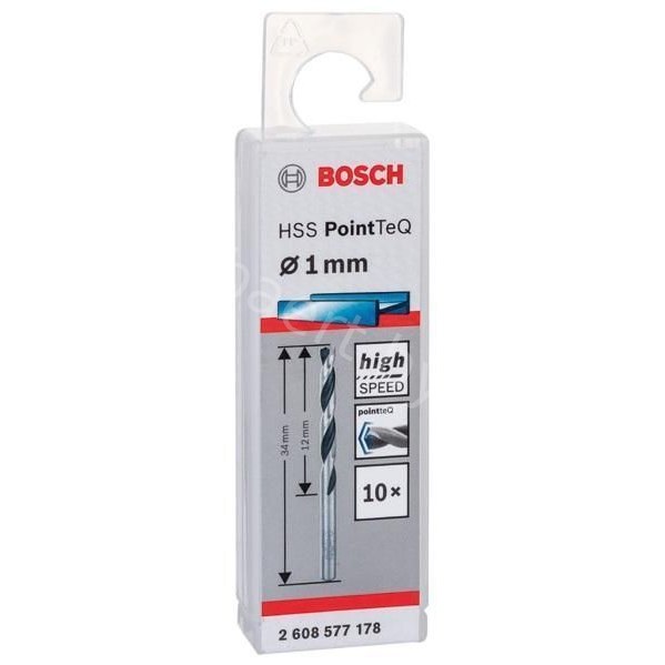 Сверло по металлу HSS PointTeQ  1,0 мм  (10 шт), BOSCH, Китай. Артикул 2.608.577.178 , страна ввоза - ГРУЗИЯ