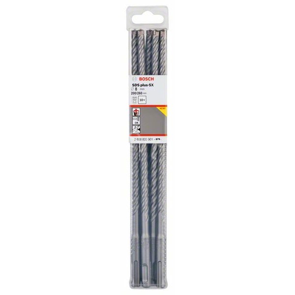 Сверло ударное по бетону SDS-Plus-5X D8 200 260мм (10шт) 2.608.833.901