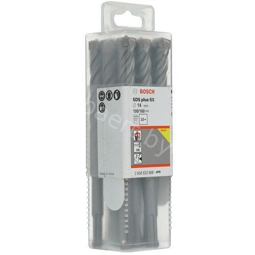 Сверло ударное по бетону SDS-Plus-5X D14 100 160мм (10шт) 2.608.833.908