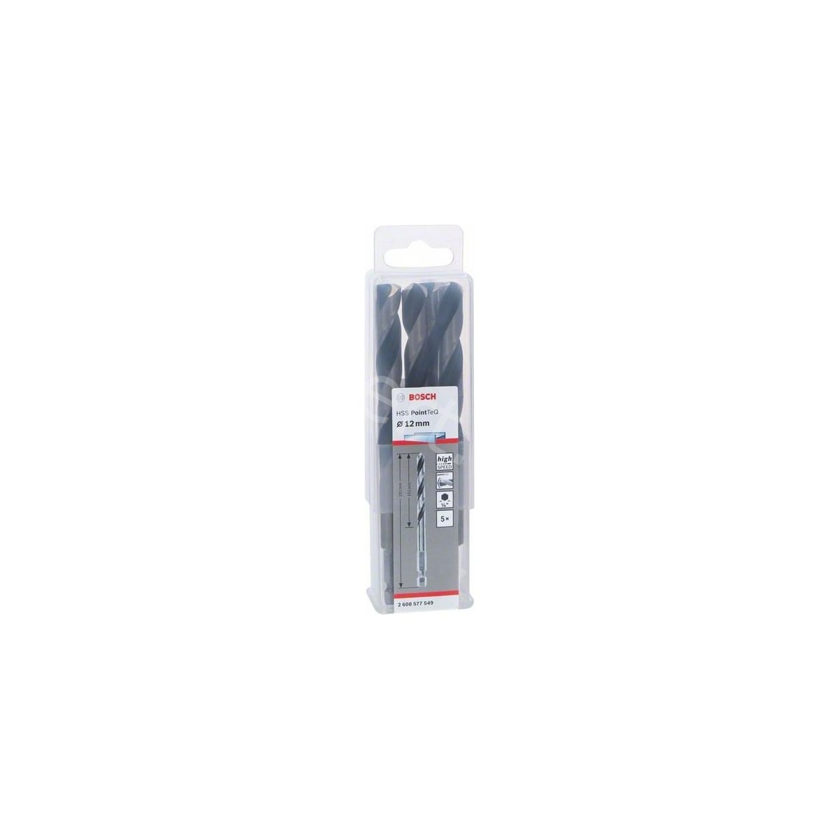 Сверло по металлу HSS PointTeQ HEX 135° D12 101 151мм (5шт) 2.608.577.549