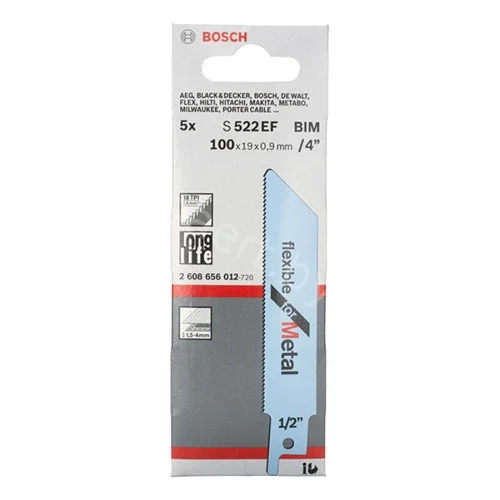 Полотно пильное по металлу S522EF BIM Flexible for Metal 1.4/18*100*19*0,9мм (5шт) 2.608.656.012