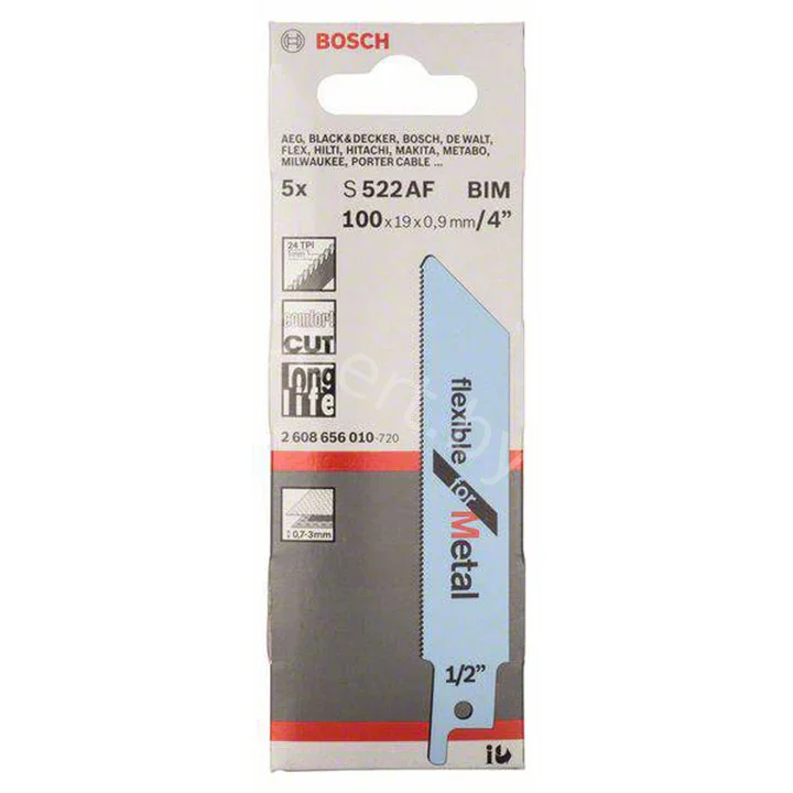 Полотно пильное по древесине с металлом S522AF BIM Flexible for Metal 1/24*100*19*0,9 (5шт) 2.608.656.010