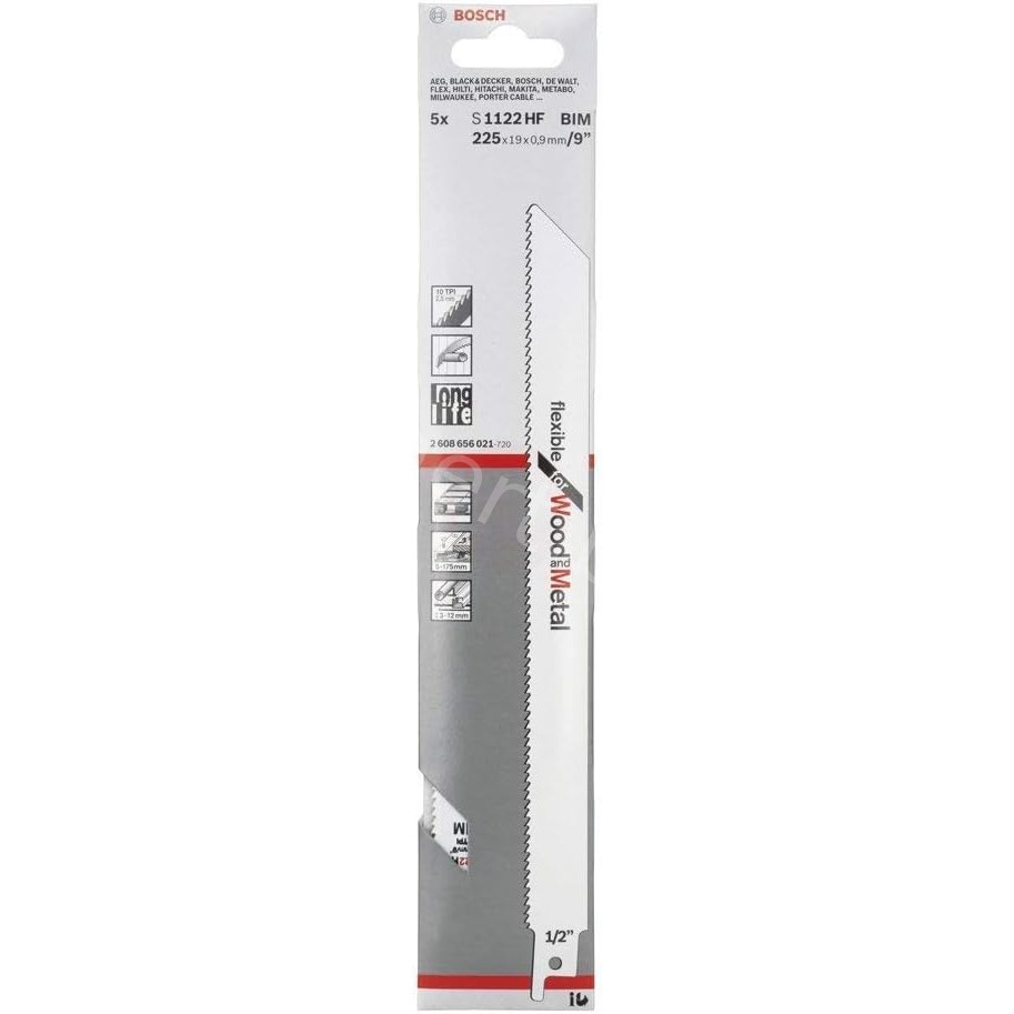 Полотно пильное по металлу S1122HF BIM Flexible for Wood and Metal 2,5/10*225*0,9 (5шт) 2.608.656.021