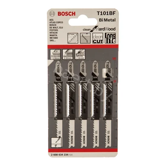 Полотно пильное по древесине T101BF BIM Clean for Hard Wood 100*2,7мм (5шт) 2.608.634.234