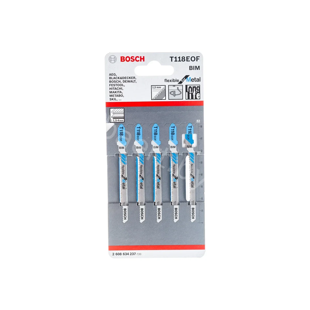 Полотно пильное по металлу T118EOF BIM Flexible for Metal 83*1,5 (5шт) 2.608.634.237
