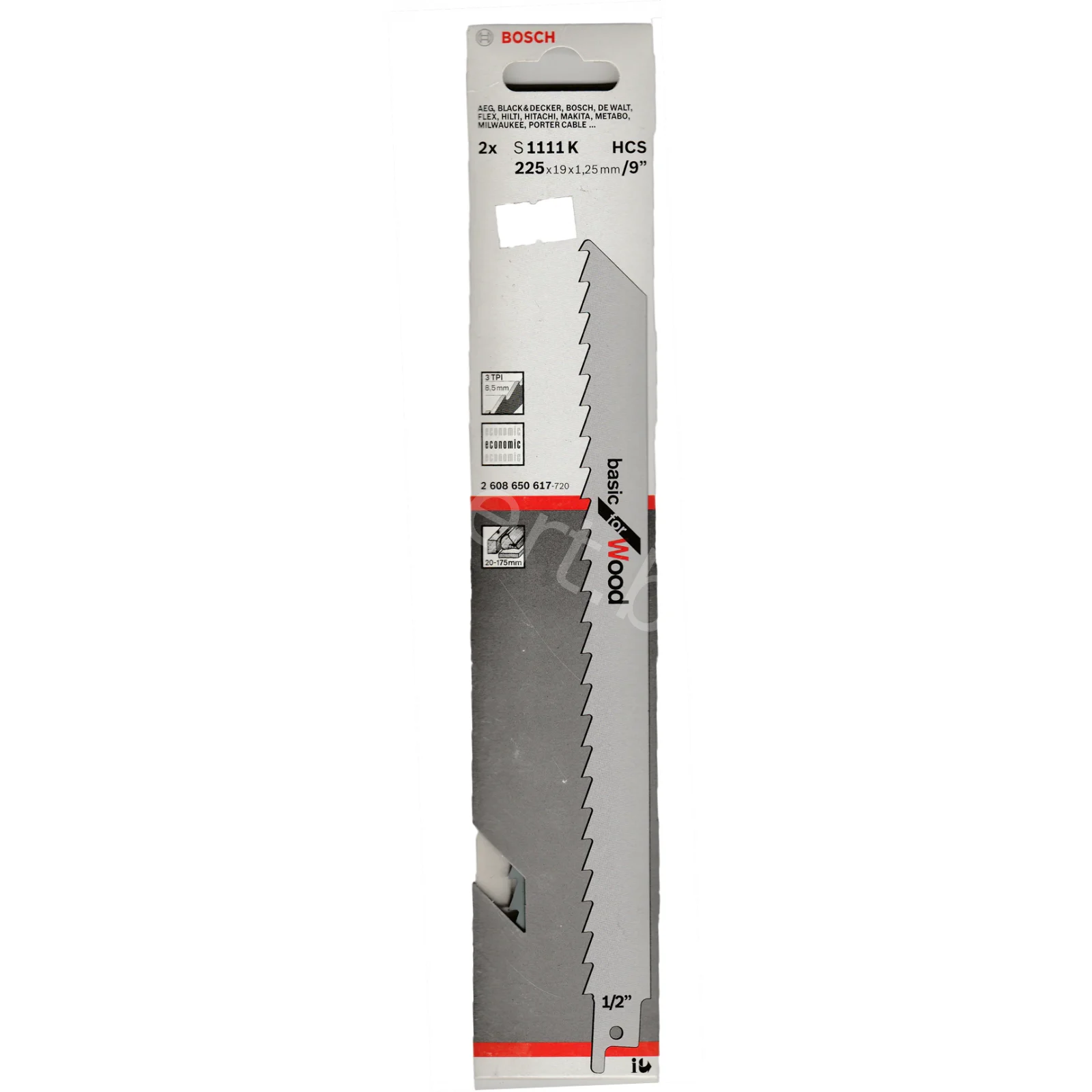 Полотно пильное по древесине S1111K HCS Basic for Wood 8,5/3*225*19*1,25мм (2шт) 2.608.650.617