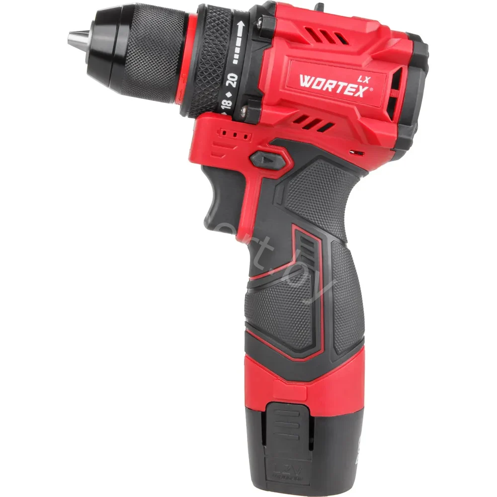 Аккум. дрель-шуруповерт WORTEX LX BD 1220 DLi 12В, 30 Нм, 2*1.5 Ач, патрон 10 мм, бесщёт., арт.1333699 (Китай)